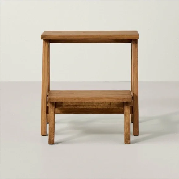 Hearth & Hand Magnolia 18" Wood Kitchen Step Stool Aged Oak - Picture 3 of 6
